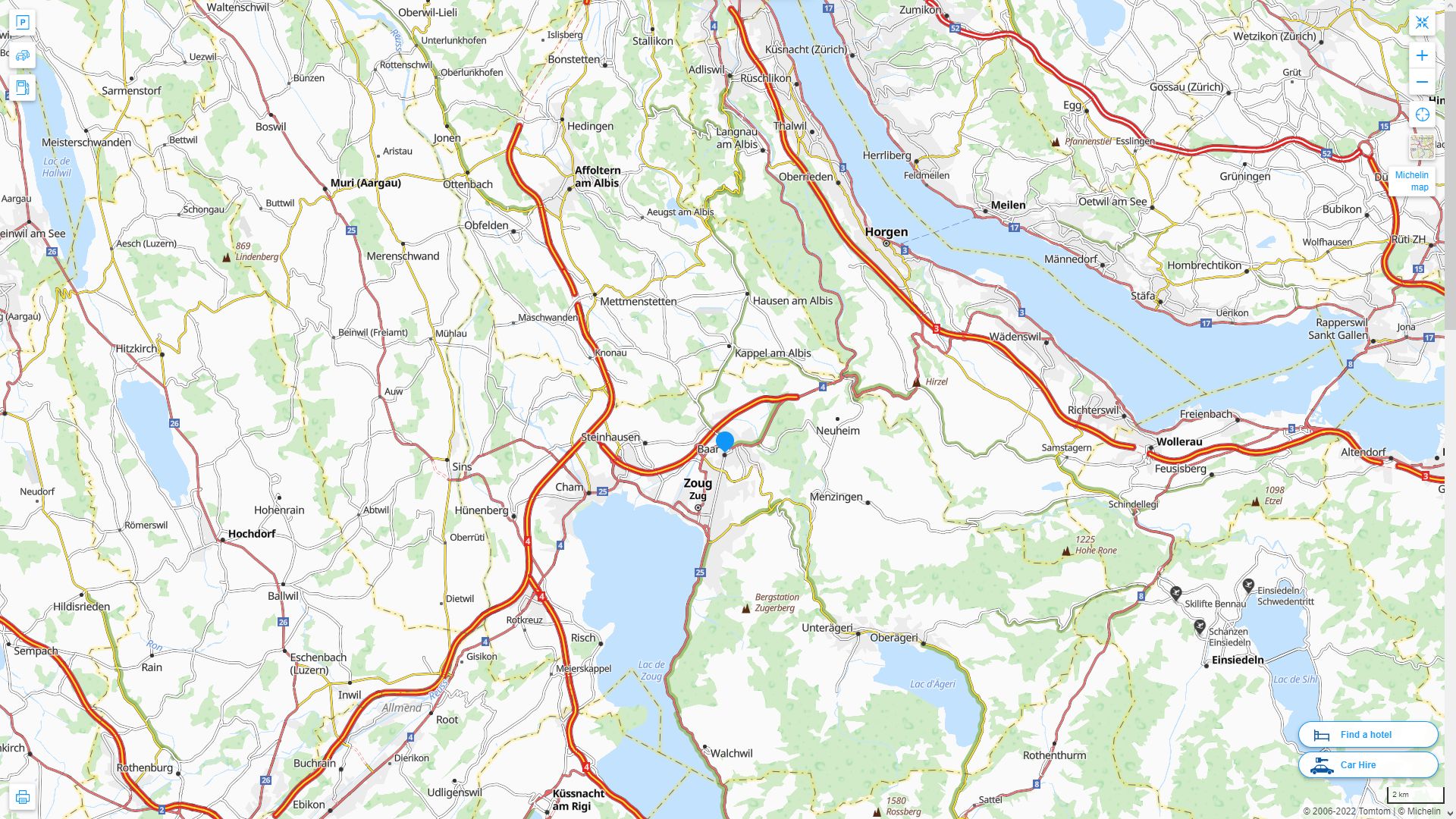 Baar Highway and Road Map